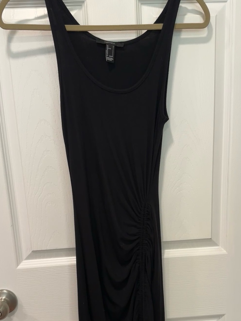 Forever 21 Black Sleeveless Midi Dress with Side Ruching